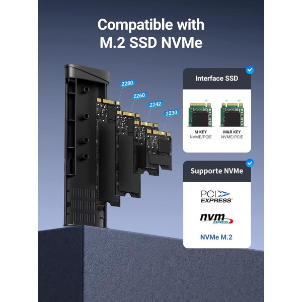 Фото - Зовнішня кишеня UGREEN CM767 USB 3.2 Gen 2 M.2 NVMe Gray (35267)