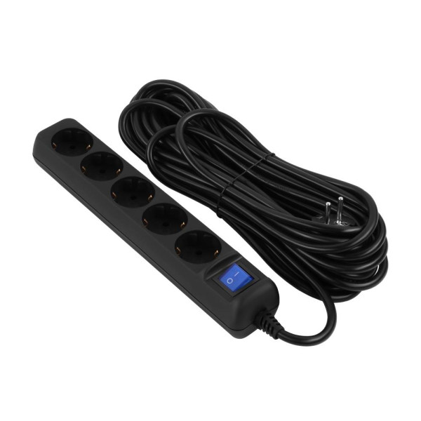 Фото - Мережевий фільтр 2E 5 розеток 10 м Black (2E-U05ES15M10BK)