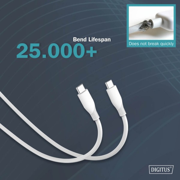 Фото - Кабель Digitus USB-C USB-C 1m USB 2.0 60W (AK-300341-010-W)