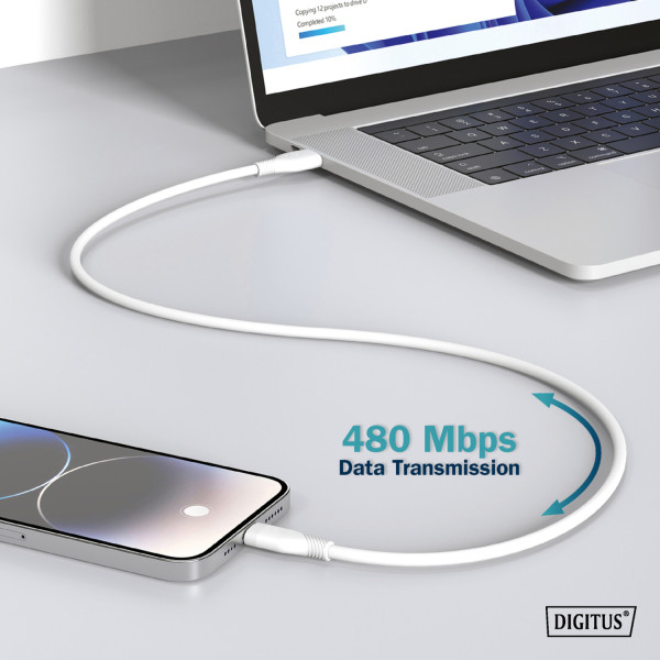 Фото - Кабель USB Type-A - USB Type-A Digitus USB-A > USB-C 2m (AK-300340-020-W)