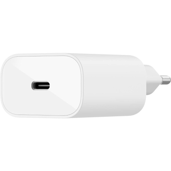 Фото - Мережевий зарядний пристрій Belkin 25Вт USB-С PD PPS, кабель USB-С > Lightning 1m White (WCA004VF1MWH-B5)