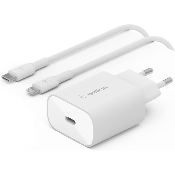 Фото - Мережевий зарядний пристрій Belkin 25Вт USB-С PD PPS, кабель USB-С > Lightning 1m White (WCA004VF1MWH-B5)