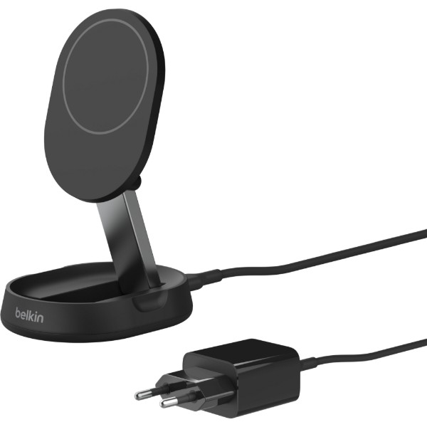 Фото - Беспроводное зарядное устройство Belkin 15Вт Magnetic Stand Qi2, адаптер 20Вт USB-C Black (WIA008VFBK)
