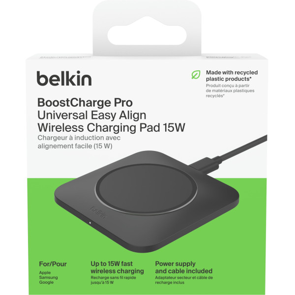 Фото - Бездротовий зарядний пристрій Belkin 15Вт Pad Easy Align Black (WIA007VFBK)