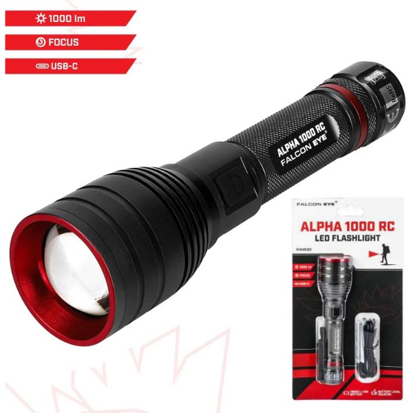 Фото - Фонарь аккумуляторный Falcon Eye 1000 RC (1000 Lm) Focus Rechargeable Type-C (FHH0122)