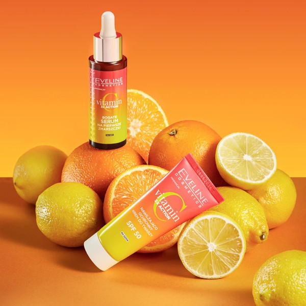 Фото - Крем для обличчя EVELINE Vitamin C 3x Action зволоження та захист SPF50 30 мл (5903416053378)