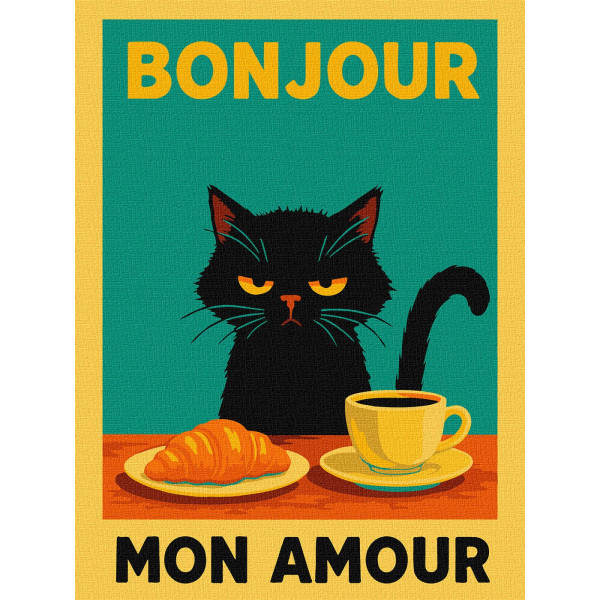 Фото - Картина за номерами Ideyka Постер Ранок з котиком 30x40 см (KHO6787)