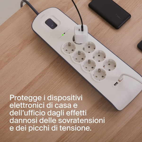 Фото - Мережевий фільтр Belkin 8хТип F, 3x1.5мм кв, 16А, 2xUSB-A 2.4A 2m White (BSV804VF2M-V2)