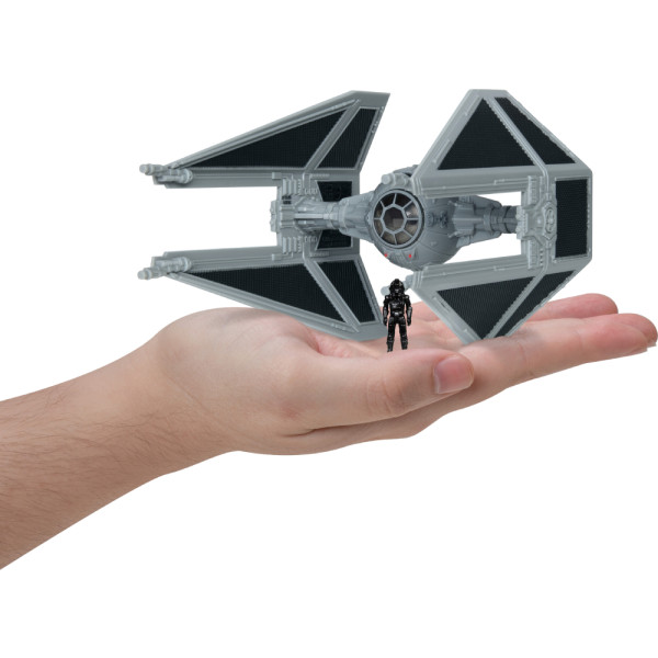 Фото - Колекційна фігурка STAR WARS Small Vehicle Транспорт та фігурка TIE Interceptor 7.5 см (SWJ0078)