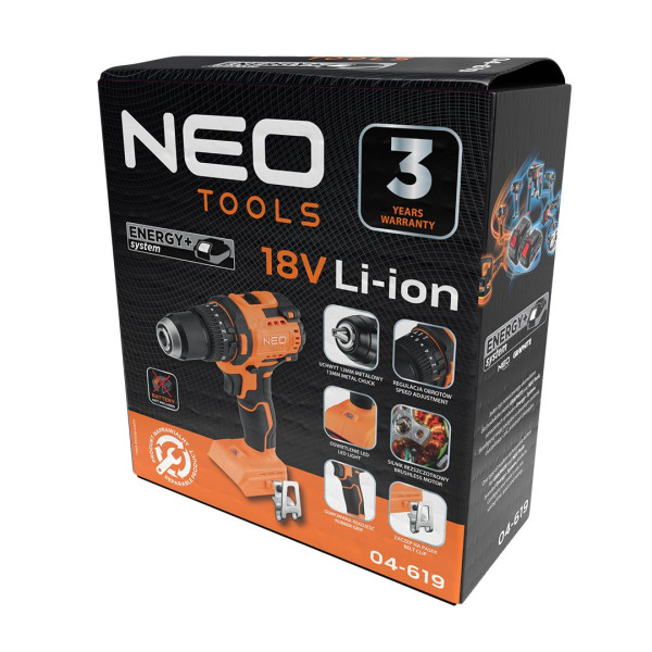 Фото - Дриль-шуруповерт Neo Tools Energy+ без АКБ та ЗП (04-619)