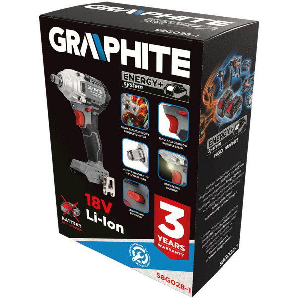 Фото - Гайковерт акумуляторний GRAPHITE Energy+ без АКБ та ЗП (58G028-1)