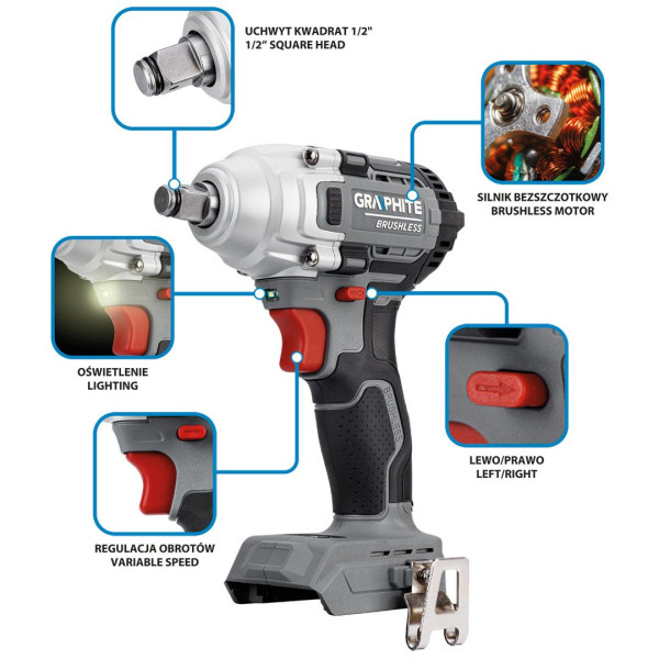 Фото - Гайковерт акумуляторний GRAPHITE Energy+ без АКБ та ЗП (58G028-1)