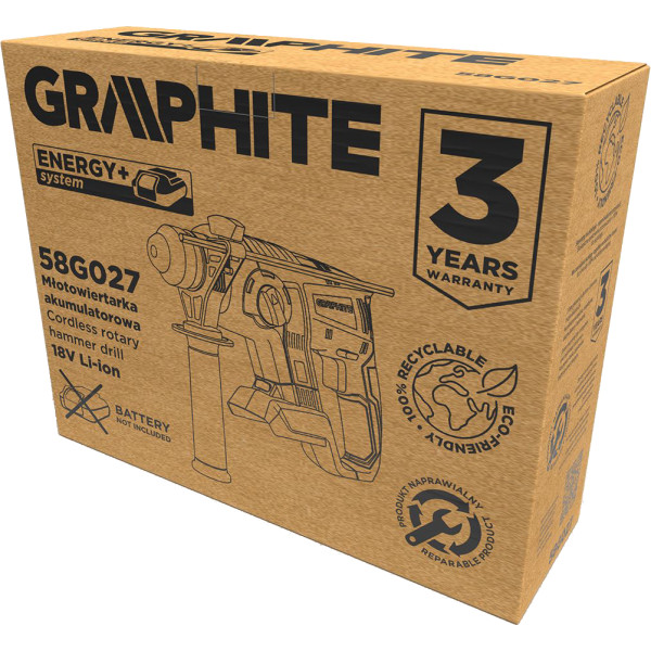 Фото - Перфоратор GRAPHITE Energy+ SDS-plus без АКБ та ЗП (58G027)
