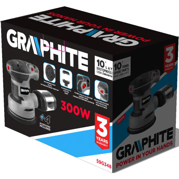 Фото - Ексцентрикова шліфовальна машина GRAPHITE 300Вт (59G348)