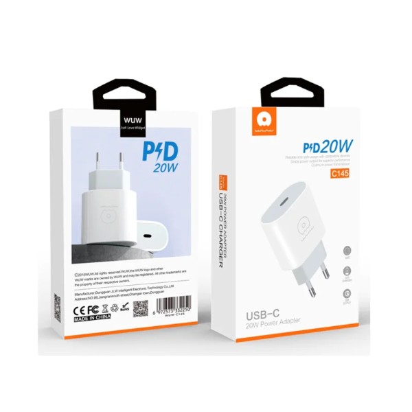 Фото - Сетевое зарядное устройство WUW C145 PD 20W USB C White (6972573332250)