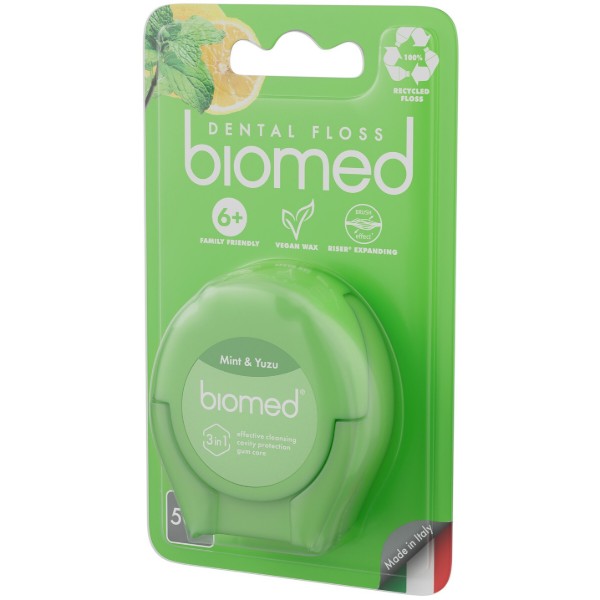 Фото - Зубна нитка BioMed смак м'яти та юзу 50 м (7640168937249)