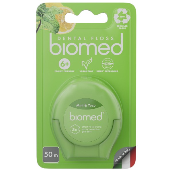 Фото - Зубна нитка BioMed смак м'яти та юзу 50 м (7640168937249)