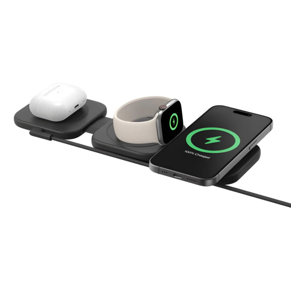 Фото - Бездротовий зарядний пристрій Belkin 3в1 Travel Pad Wireless Qi2 15Вт Black (WIZ024VFBK)