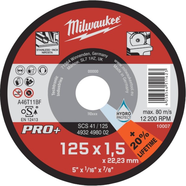 Фото - Круг відрізний по металу Milwaukee Pro+ SCS41 125х1.5х22.2 мм (4932498002)
