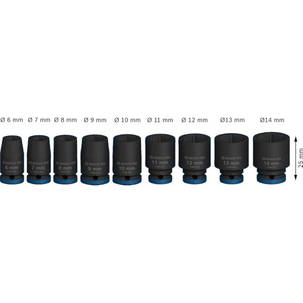 Фото - Набор торцевых головок Bosch Professional Standart 9 шт. 1/4" 25 мм (2.608.003.034)