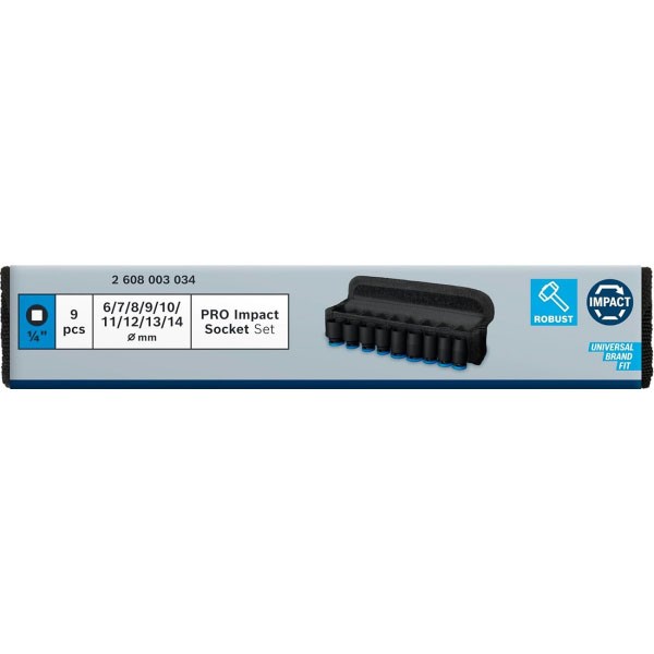 Фото - Набор торцевых головок Bosch Professional Standart 9 шт. 1/4" 25 мм (2.608.003.034)