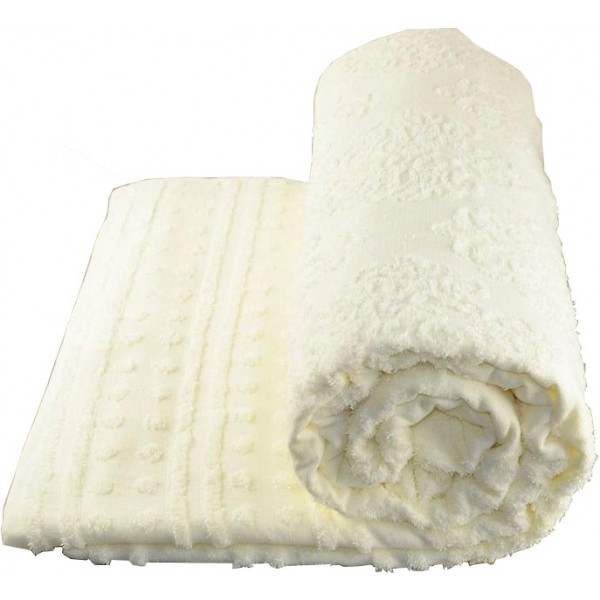 Фото - Покрывало двуспальное GM Textile махровое жаккардовое ванильное 200х220