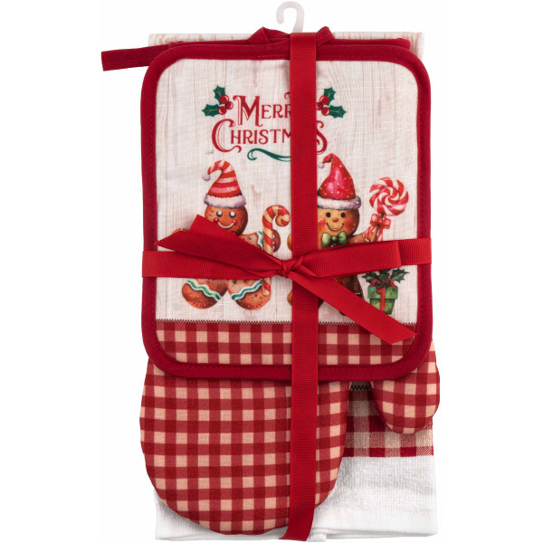 Фото - Набір рушник + прихватка Ardesto Christmas Gingerbread 3 шт. (ART14HGR)