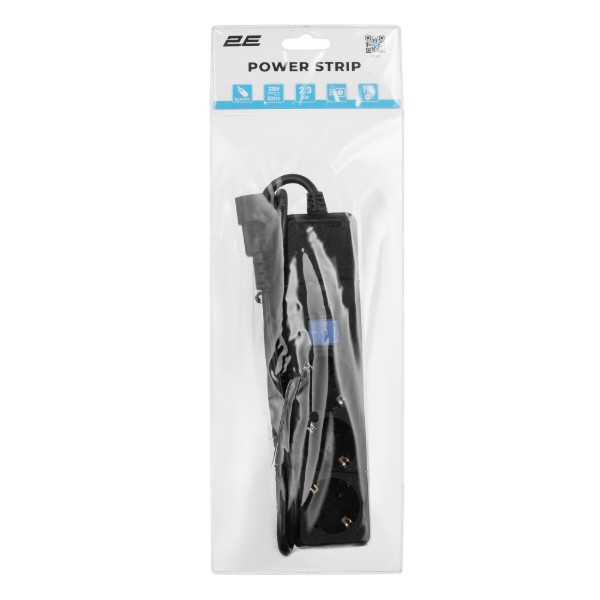 Фото - Сетевой фильтр 2E 3xType F 1xC14 3x1мм кв 10A 1м Black (2E-U03C14M1BK)