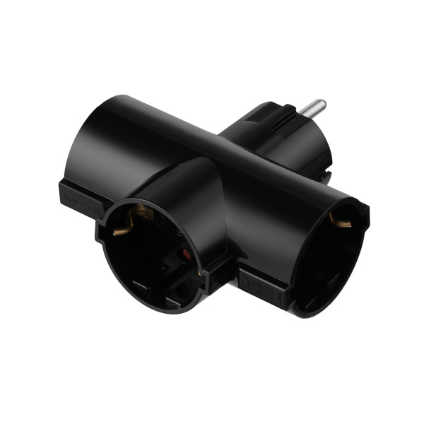 Фото - Розгалужувач 220В 2E 3xType F 16A Black (2E-AD0103BK)