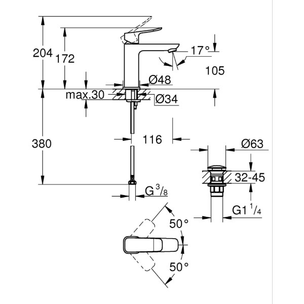 Фото - Смеситель для ванной Grohe QuickFix Dice M (1018330000)