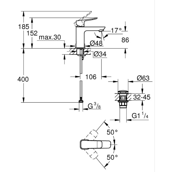 Фото - Смеситель для ванной Grohe QuickFix Dice S (1018570000)