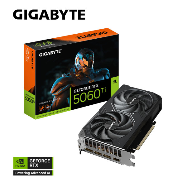 Фото - Видеокарта Gigabyte GeForce RTX 5060 Ti 8GB GDDR7 WINDFORCE OC MAX (GV-N506TWF2MAX_OC-8GD)