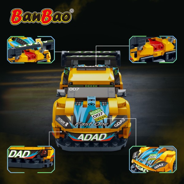 Фото - Пластиковий конструктор Banbao Швидкісні гонки (218 ел.) Спортивне авто (ET837)