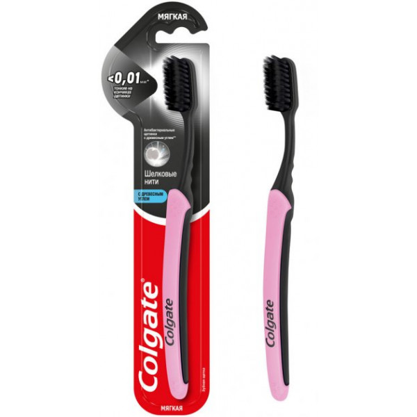 Фото - Зубная щетка Colgate Шелковые нити с древесным углем