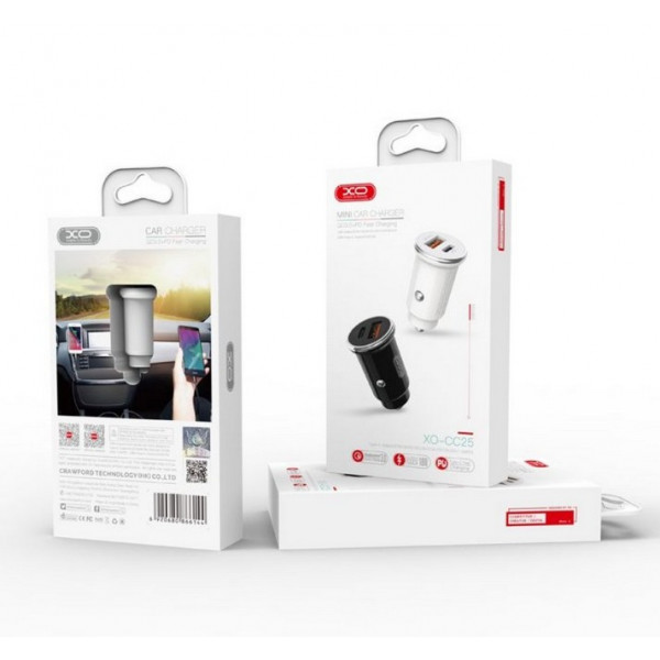 Фото - Автомобільний зарядний пристрій XO XO-CC25 PD+QC 3.0 Car Charger White (6920680866793)