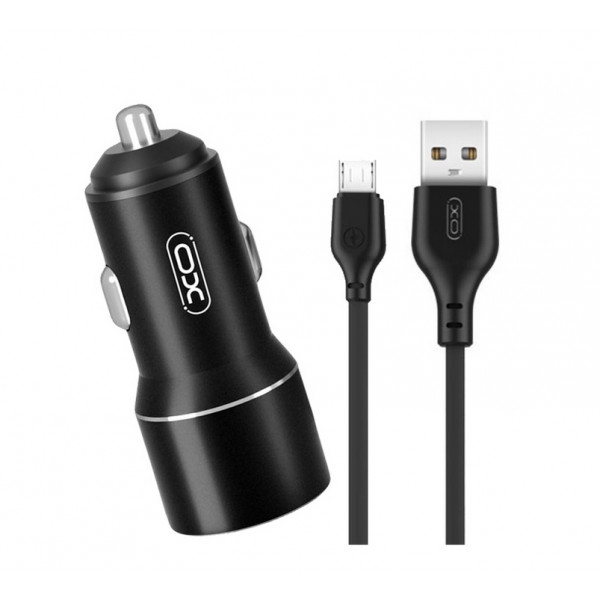 Фото - Автомобільний зарядний пристрій XO TZ09 car charger set Micro Black (6920680873487)