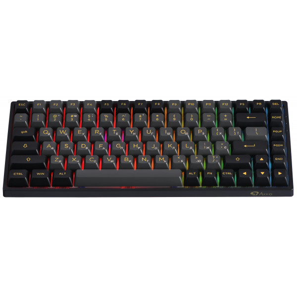 Фото - Клавиатура беспроводная игровая Akko 3084B Plus Black&Gold Jelly Purple Switches RGB (6925758617208)