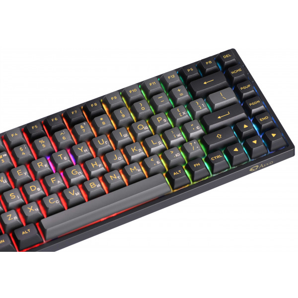 Фото - Клавиатура беспроводная игровая Akko 3084B Plus Black&Gold Jelly Purple Switches RGB (6925758617208)