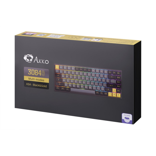 Фото - Клавиатура беспроводная игровая Akko 3084B Plus Black&Gold Jelly Purple Switches RGB (6925758617208)