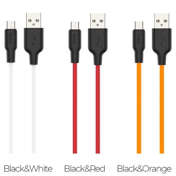 Фото - Кабель HOCO X21 Plus USB to Micro 2.4A, 1m Black+White (6931474711861)