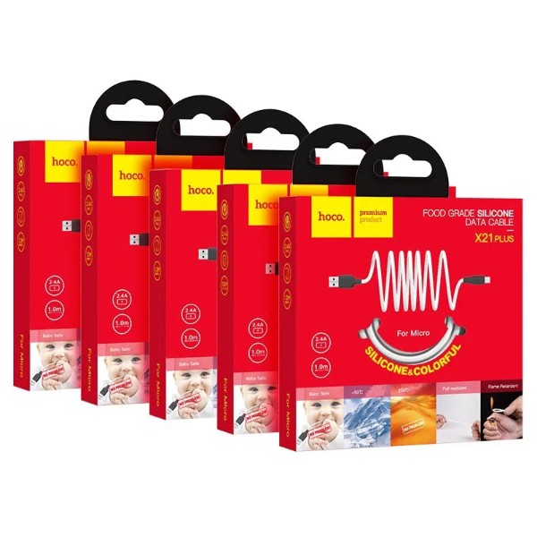Фото - Кабель HOCO X21 Plus USB to Micro 2.4A, 1m Black+White (6931474711861)