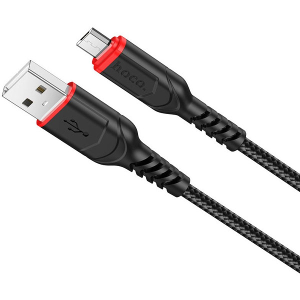 Фото - Кабель HOCO X59 USB to Micro 2.4A 1m nylon TPE Black (6931474744890)