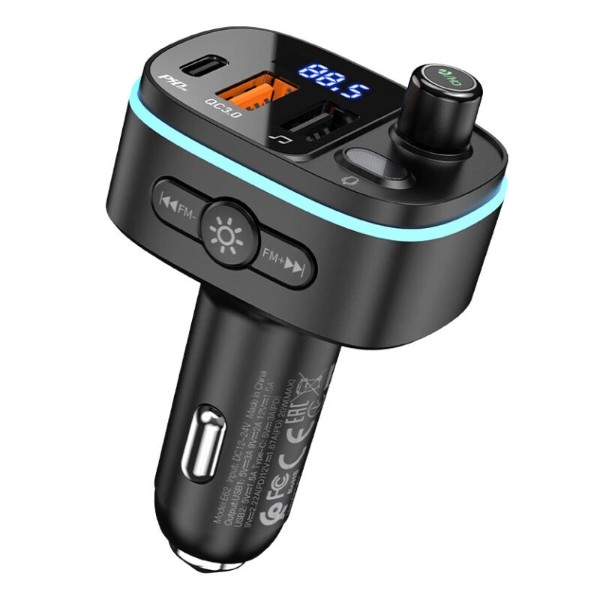 Фото - FM модулятор HOCO E62 Fast PD20W+QC3.0 car BT FM transmitter Black (6931474756299)