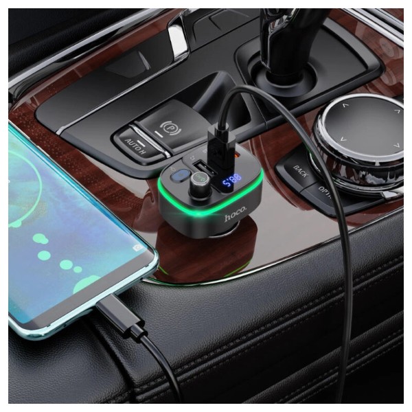 Фото - FM модулятор HOCO E62 Fast PD20W+QC3.0 car BT FM transmitter Black (6931474756299)