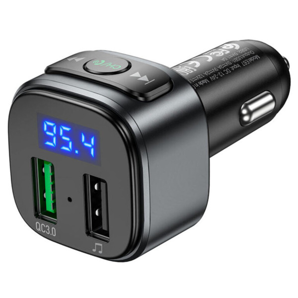 Фото - FM модулятор HOCO E67 Fighter QC3.0 18W car BT FM transmitter Black (6931474762122)