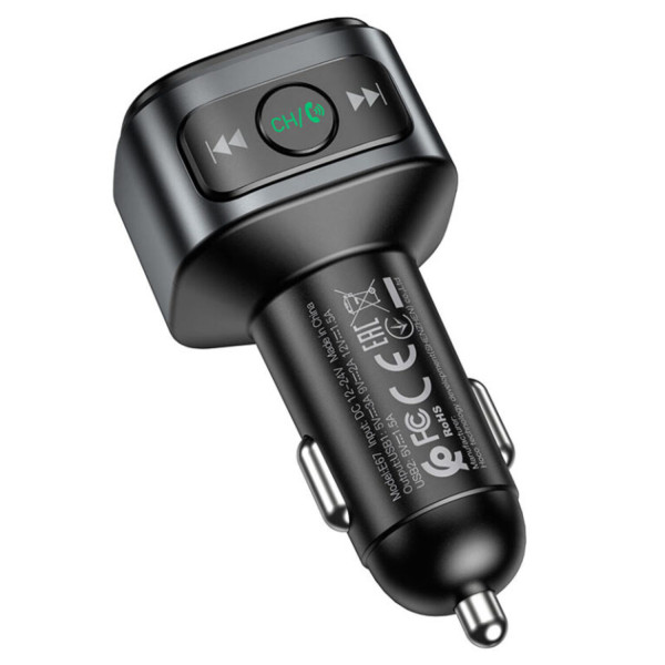 Фото - FM модулятор HOCO E67 Fighter QC3.0 18W car BT FM transmitter Black (6931474762122)