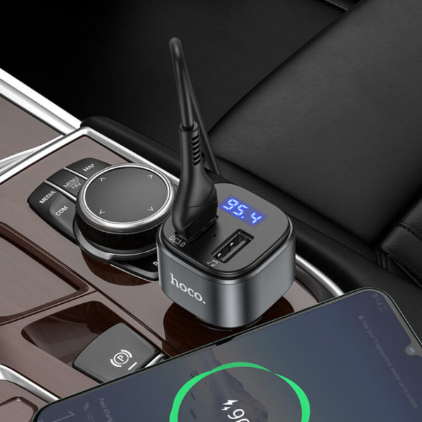 Фото - FM модулятор HOCO E67 Fighter QC3.0 18W car BT FM transmitter Black (6931474762122)