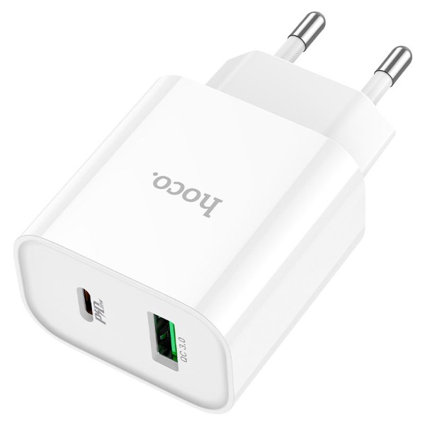 Фото - Сетевое зарядное устройство HOCO C80A Plus Rapido PD20W+QC3.0 White (6931474779885)