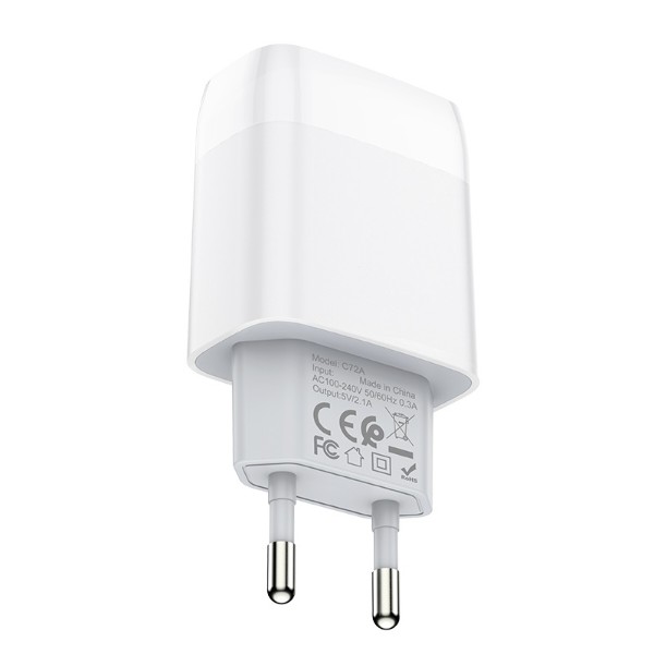 Фото - Сетевое зарядное устройство HOCO C72A 10.5W White (6931474712899)