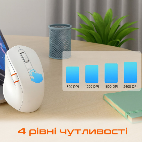 Фото - Миша бездротова Meetion BTM032 Bluetooth/USB White (MT-BTM032-B)